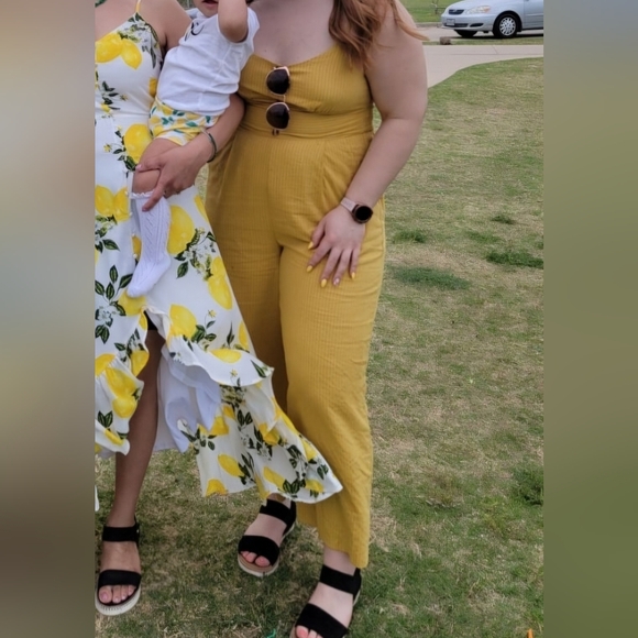 Lulus Coastal Air Mustard Yellow Striped Tie-Back Culotte Jumpsuit - Picture 8 of 9